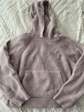 Abercrombie & Fitch Waffle-Knit Hoodie - Dusty Mauve